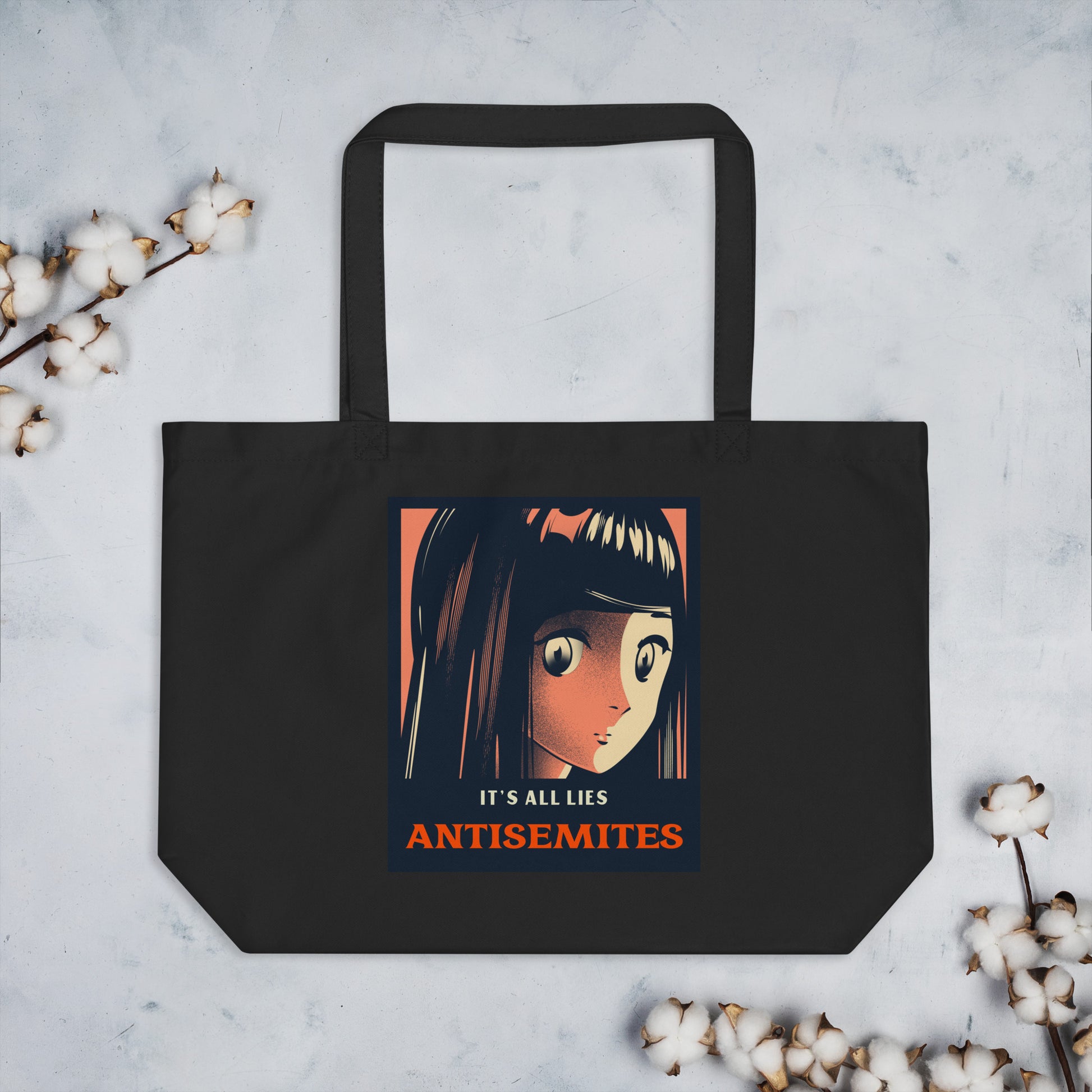 Anime Hero | Antisemitism | Large Organic Tote Bag
