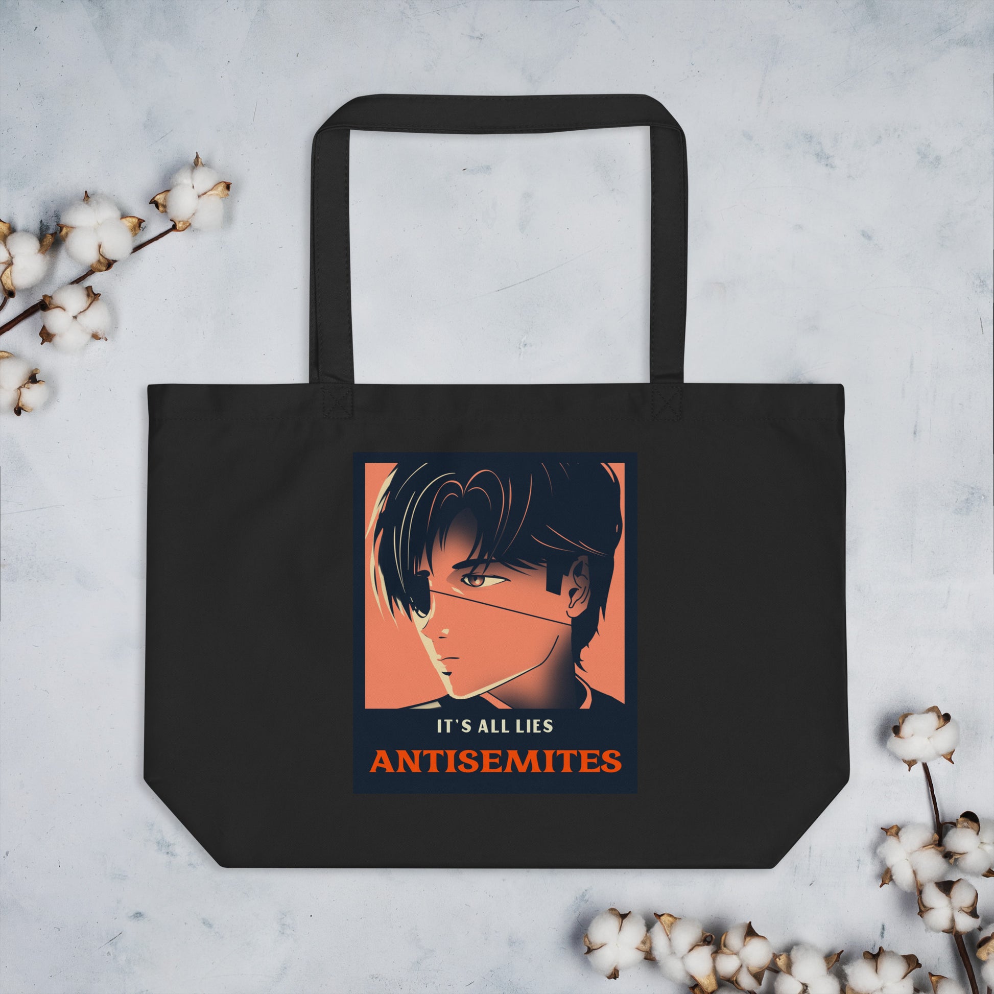 Anime Hero | Antisemitism | Large Organic Tote Bag Jouparty