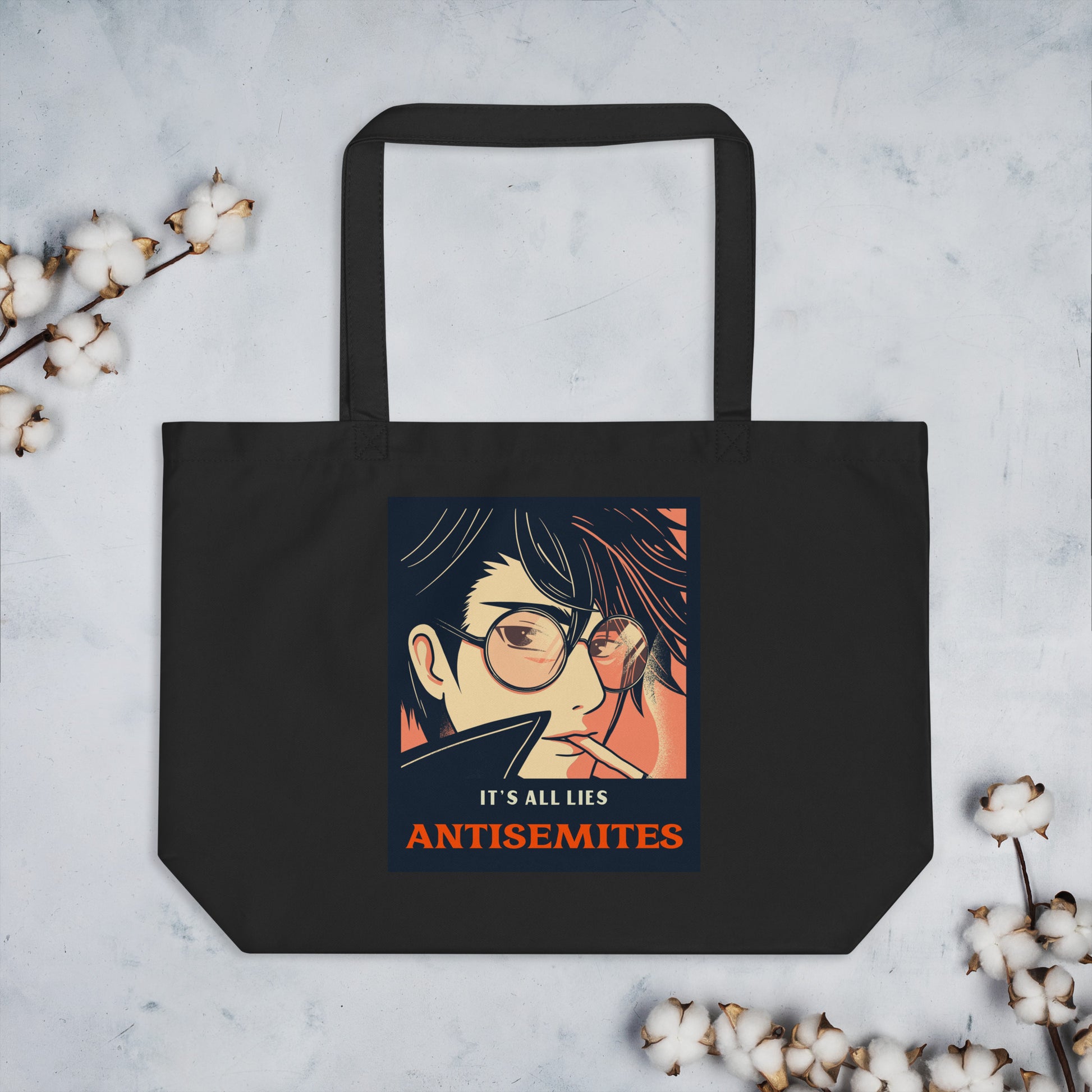 Anime Hero | Antisemitism | Large Organic Tote Bag