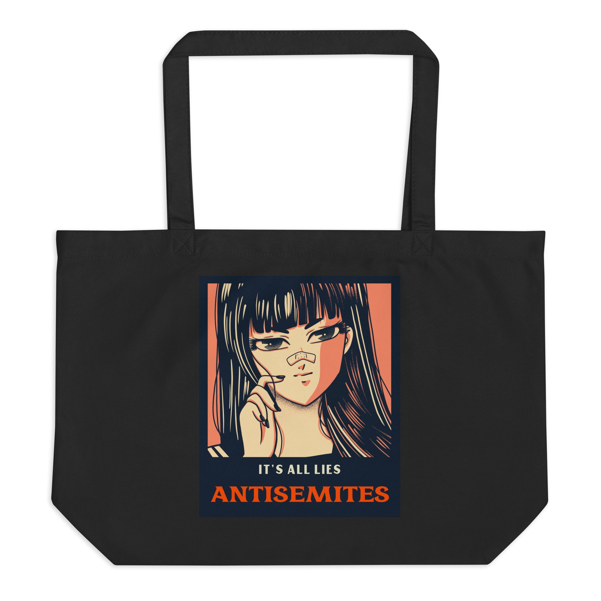 Anime Hero | Antisemitism | Large Organic Tote Bag Jouparty
