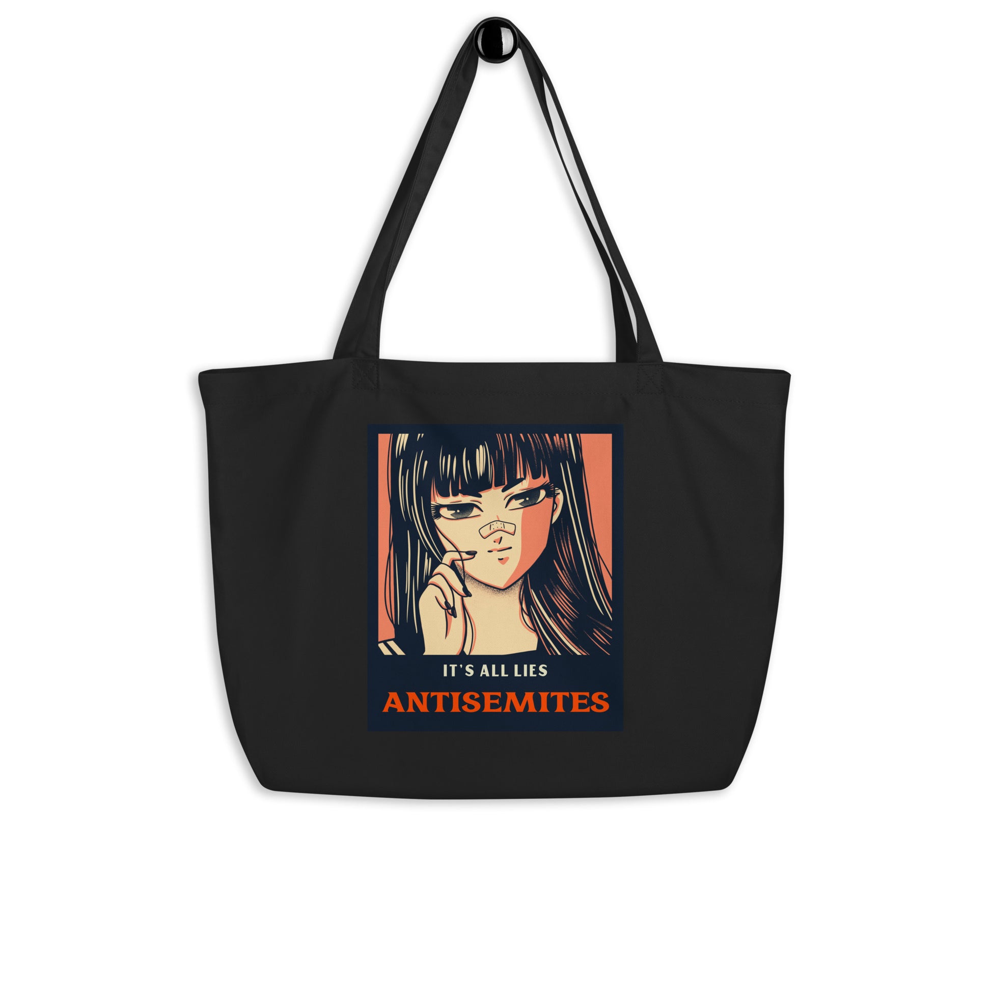 Anime Hero | Antisemitism | Large Organic Tote Bag Jouparty