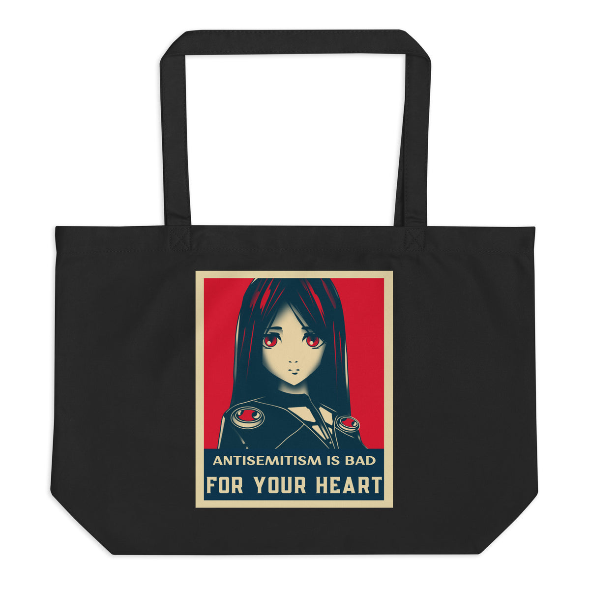 Anime Hero | Antisemitism | Large Organic Tote Bag Jouparty