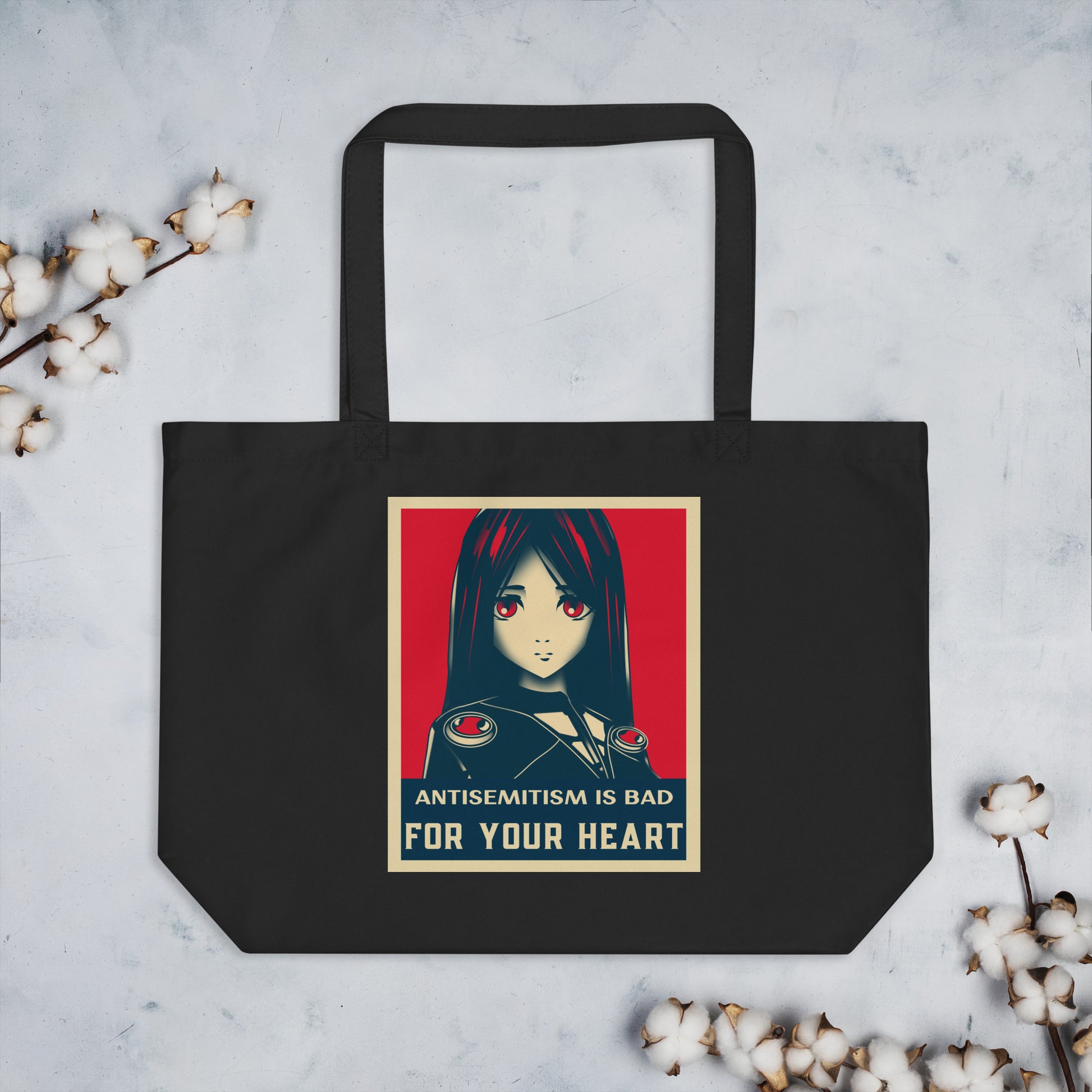 Anime Hero | Antisemitism | Large Organic Tote Bag