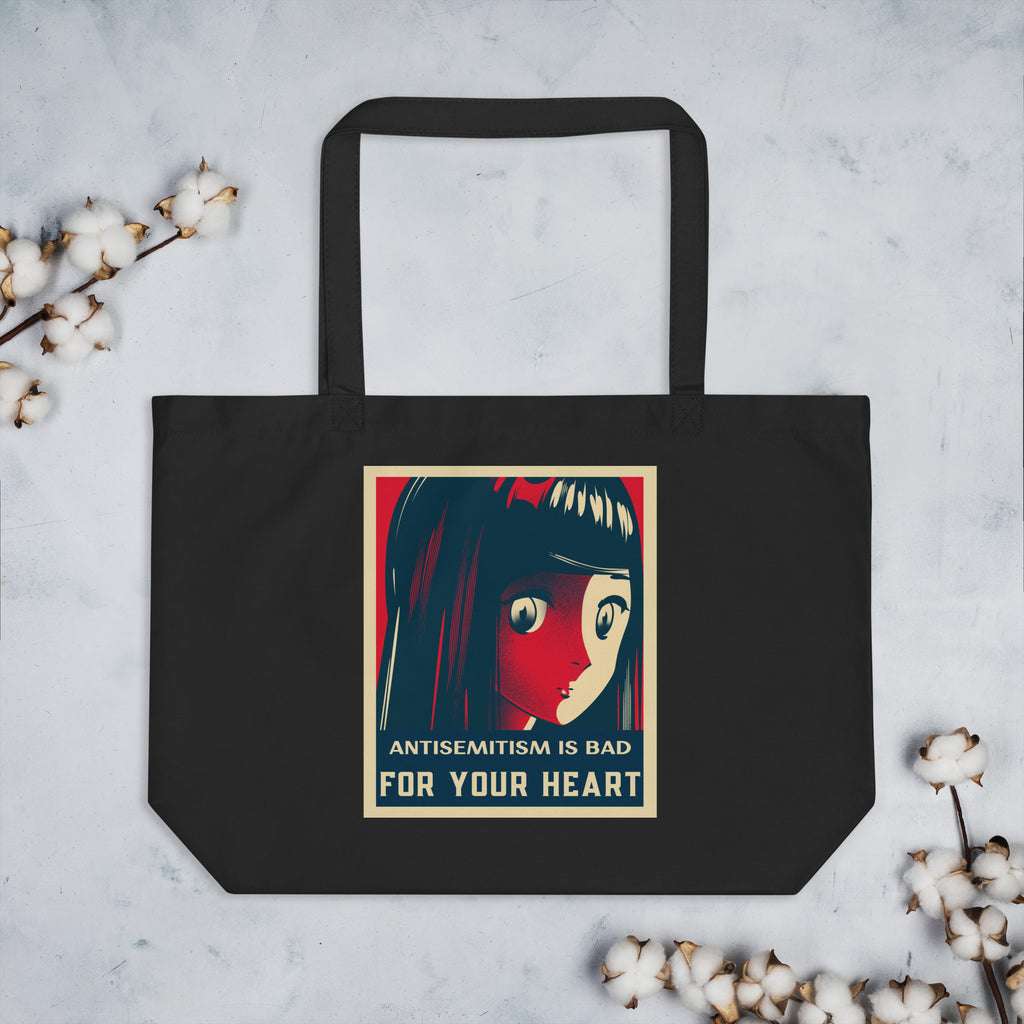 Anime Hero | Antisemitism | Large Organic Tote Bag Jouparty