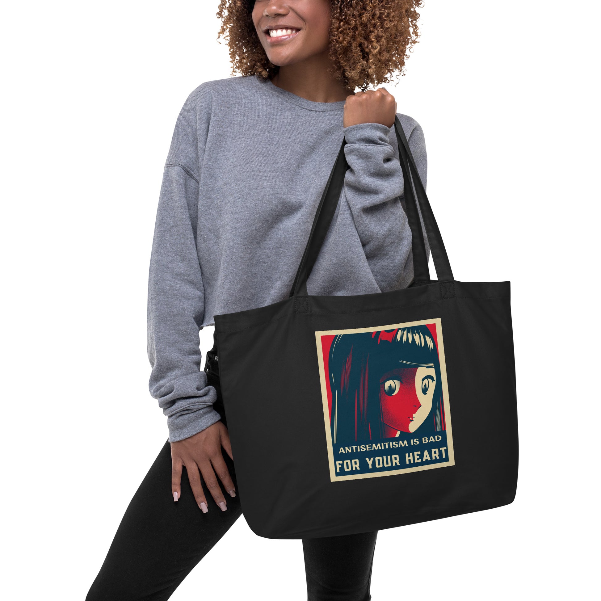 Anime Hero | Antisemitism | Large Organic Tote Bag Jouparty