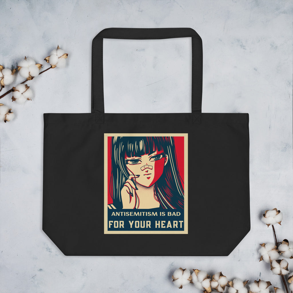 Anime Hero | Antisemitism | Large Organic Tote Bag Jouparty