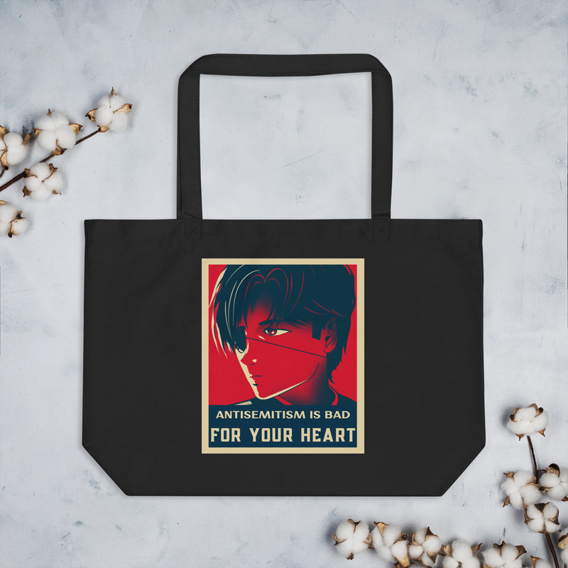 Anime Hero | Antisemitism | Large Organic Tote Bag