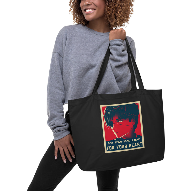 Anime Hero | Antisemitism | Large Organic Tote Bag