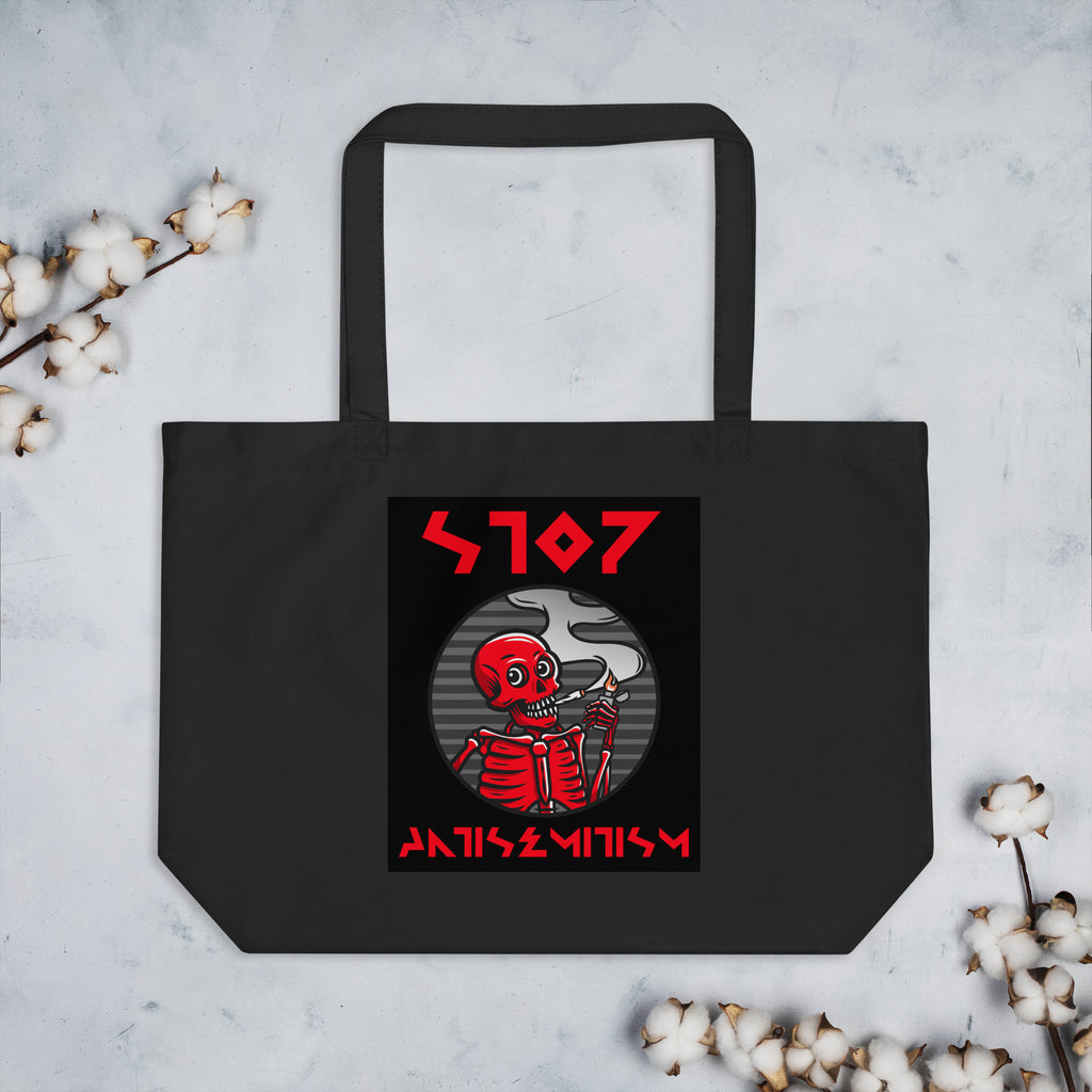 Red Fight | Antisemitism | Large Organic Tote Bag Jouparty