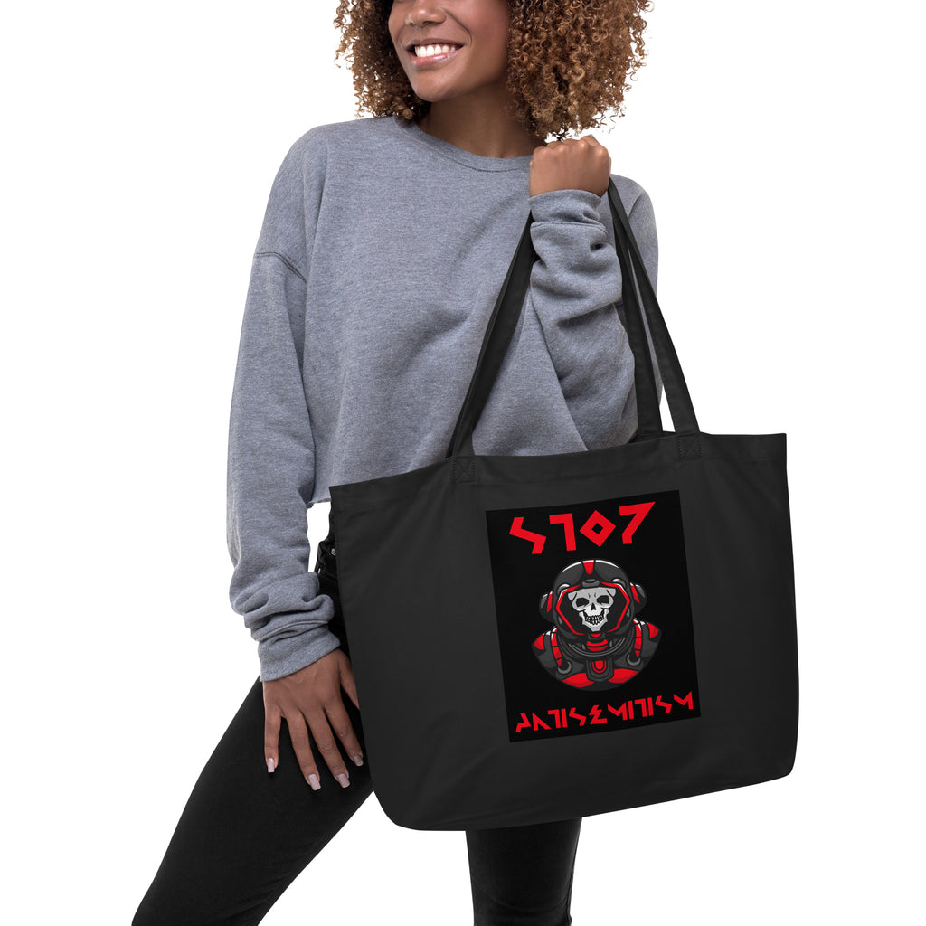 Red Fight | Antisemitism | Large Organic Tote Bag Jouparty