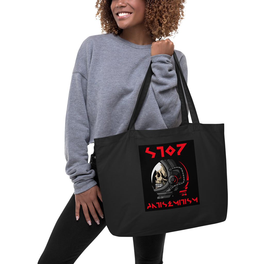 Red Fight | Antisemitism | Large Organic Tote Bag Jouparty