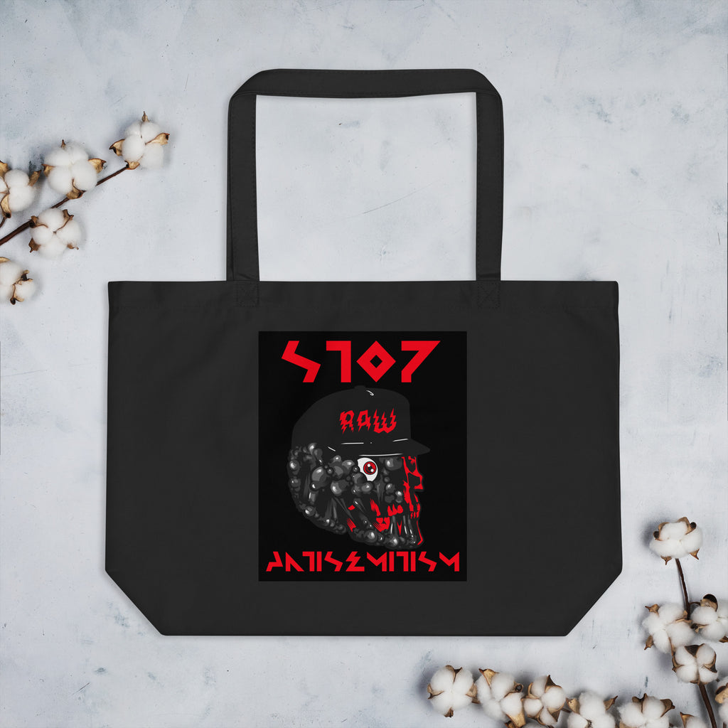 Red Fight | Antisemitism | Large Organic Tote Bag Jouparty