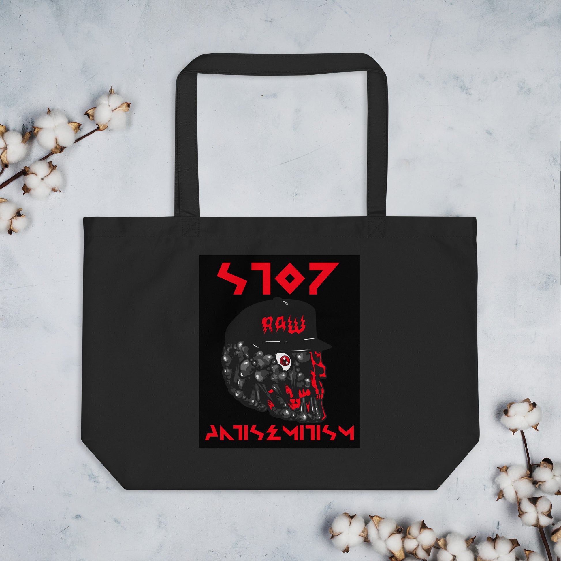 Red Fight | Antisemitism | Large Organic Tote Bag Jouparty