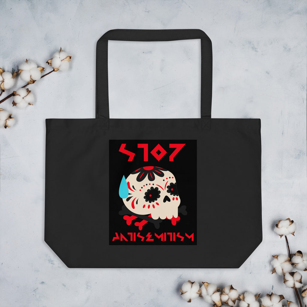 Red Fight | Antisemitism | Large Organic Tote Bag Jouparty