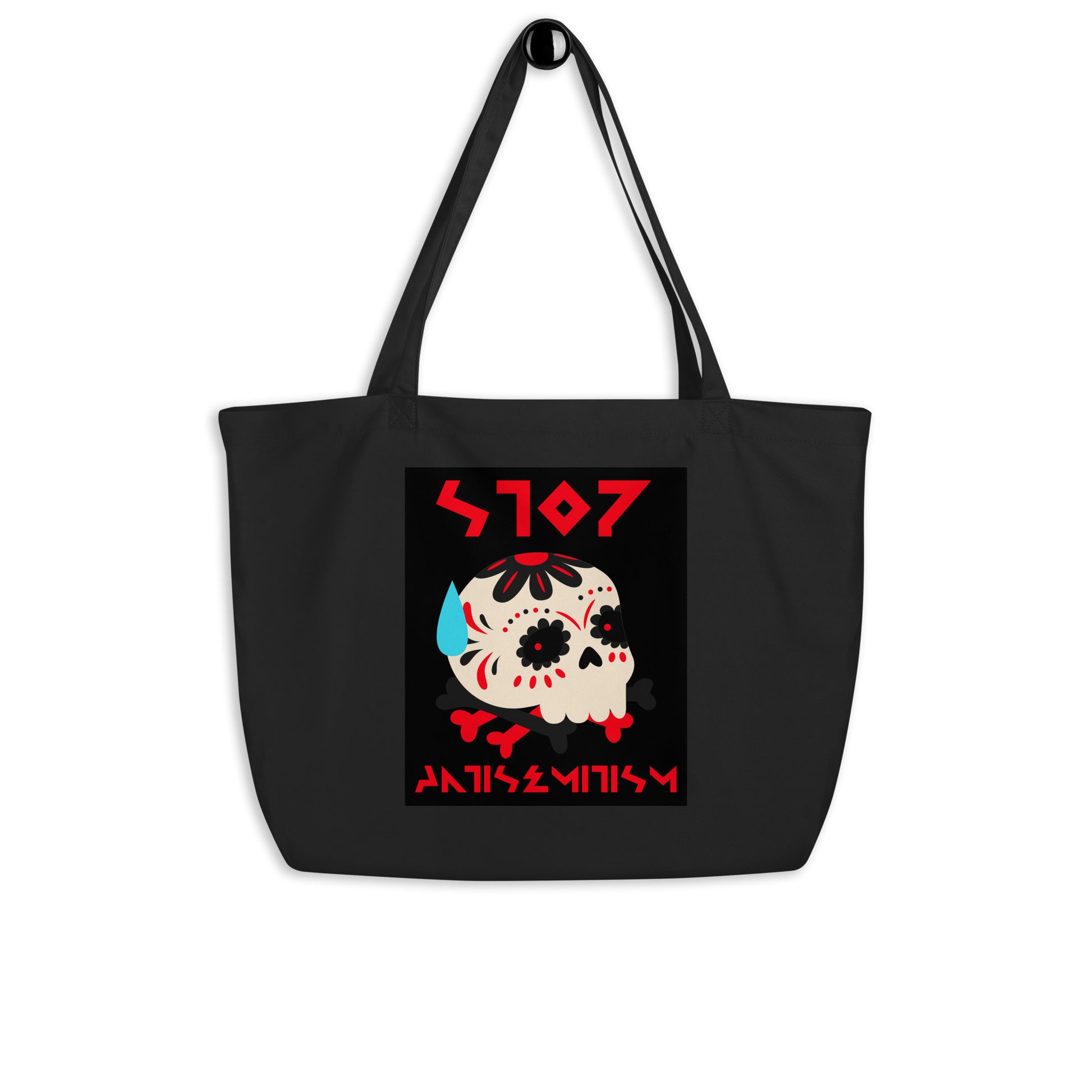 Red Fight | Antisemitism | Large Organic Tote Bag Jouparty