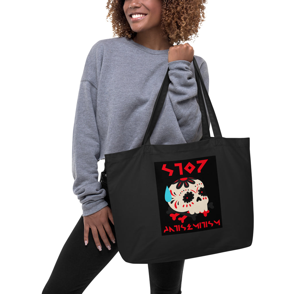 Red Fight | Antisemitism | Large Organic Tote Bag Jouparty