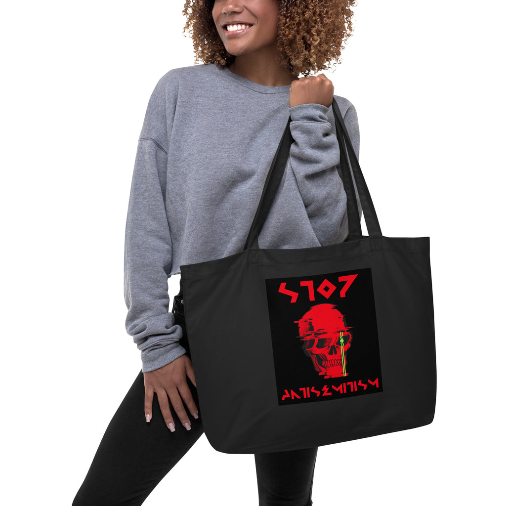 Red Fight | Antisemitism | Large Organic Tote Bag Jouparty