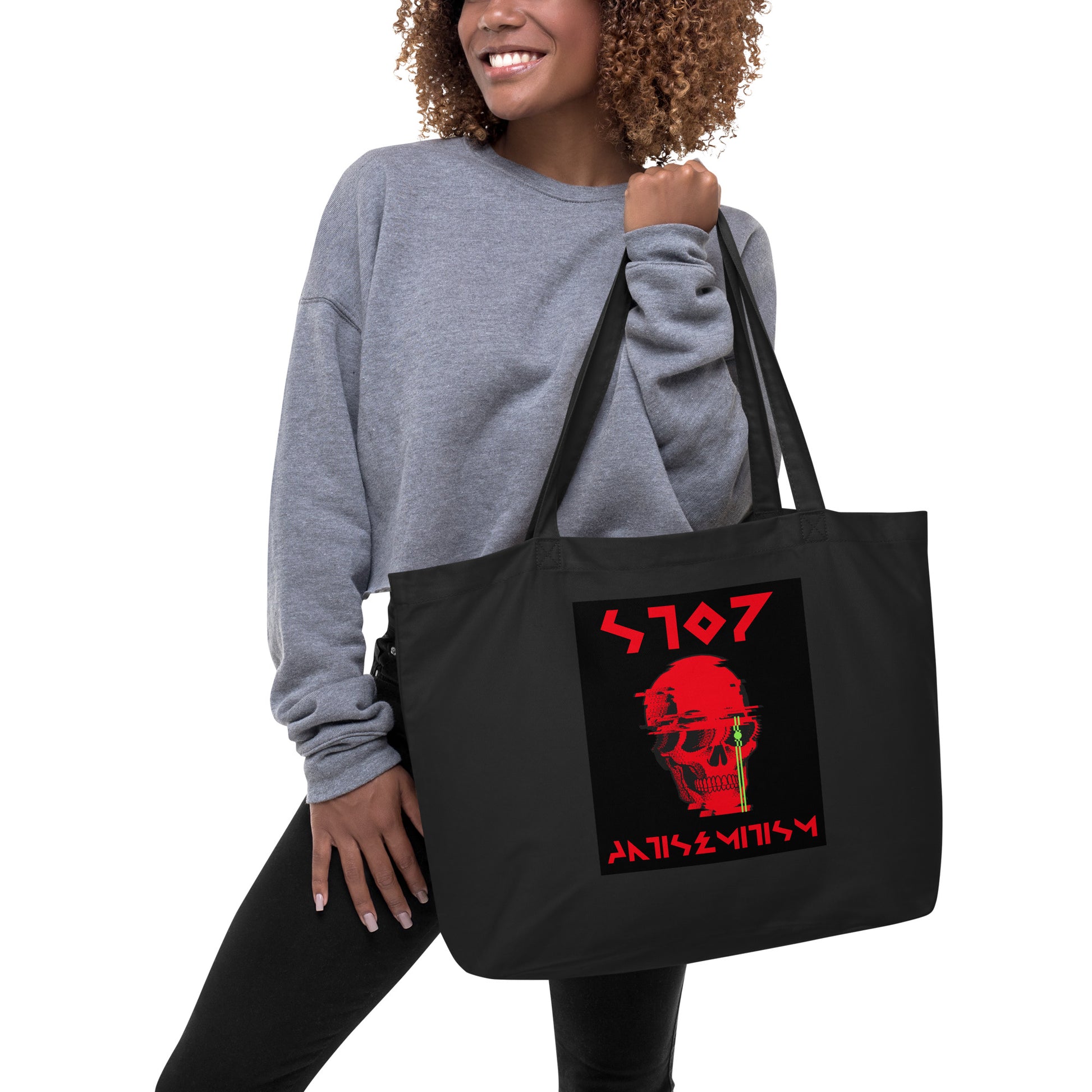 Red Fight | Antisemitism | Large Organic Tote Bag Jouparty