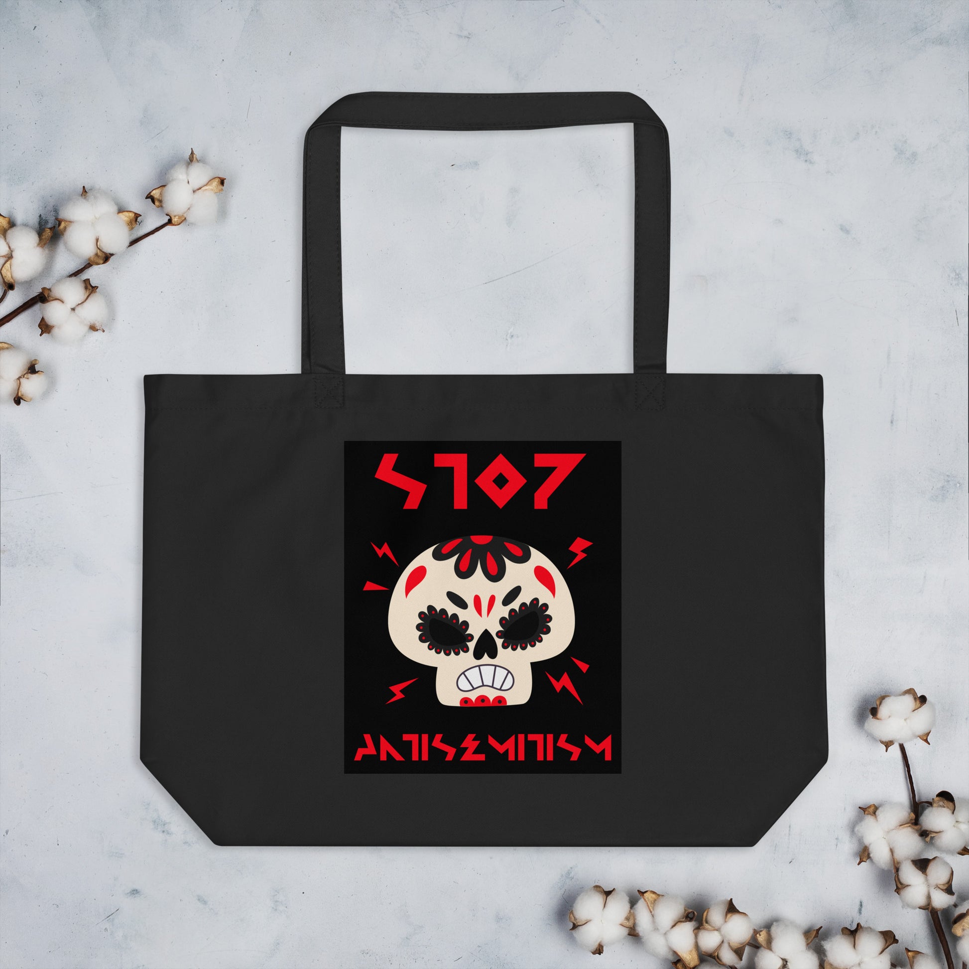 Red Fight | Antisemitism | Large Organic Tote Bag Jouparty