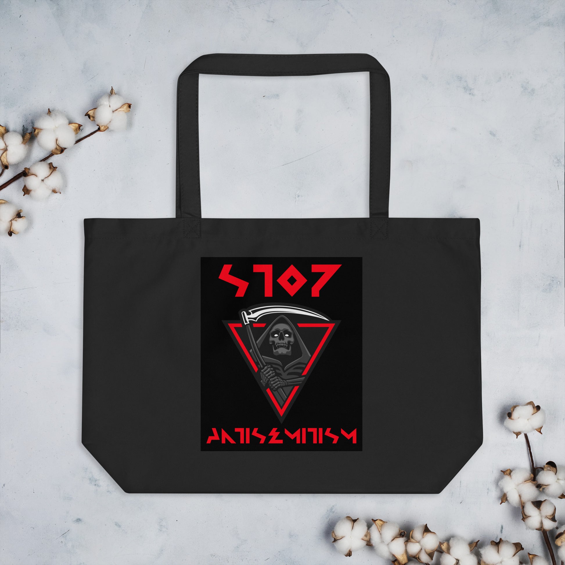 Red Fight | Antisemitism | Large Organic Tote Bag Jouparty