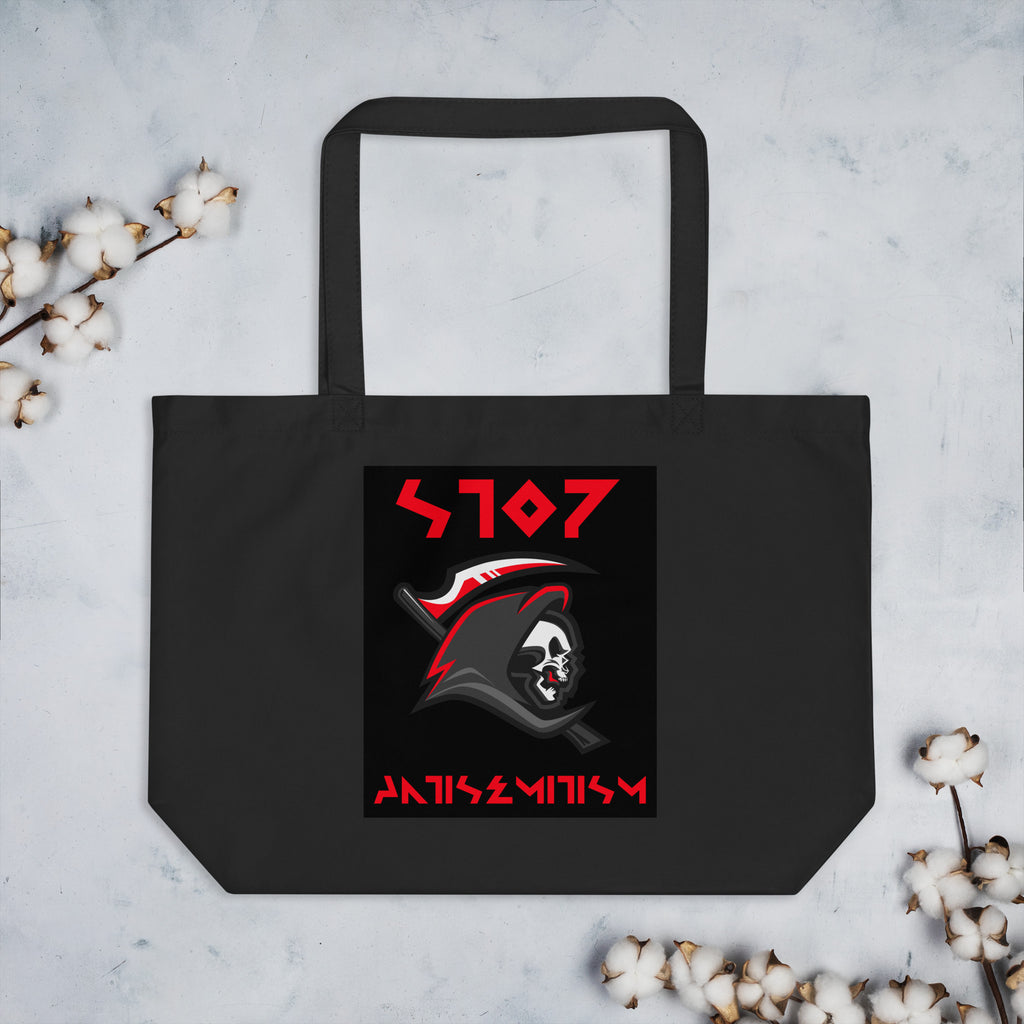 Red Fight | Antisemitism | Large Organic Tote Bag Jouparty