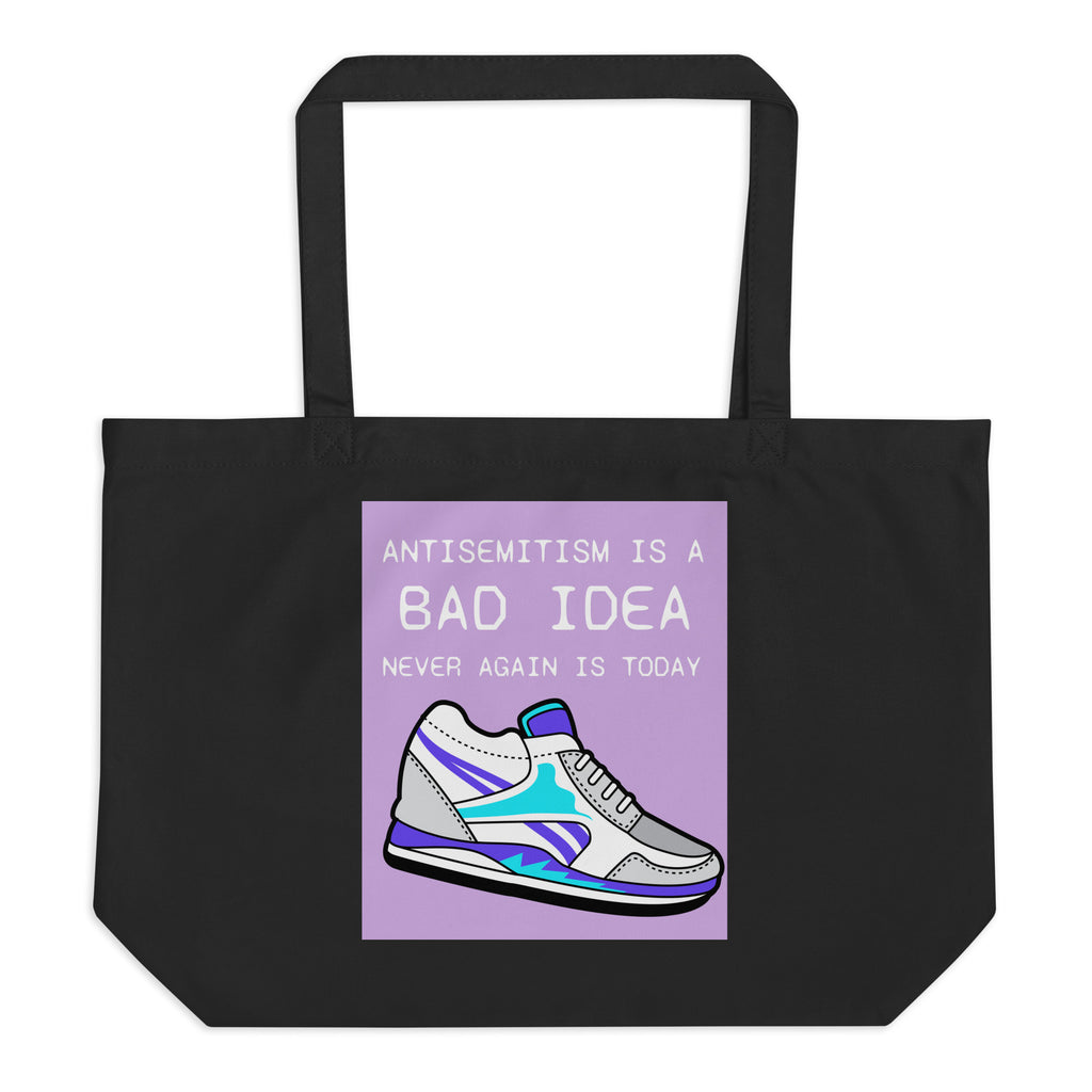 Bad Idea | Antisemitism | Large Organic Tote Bag Jouparty