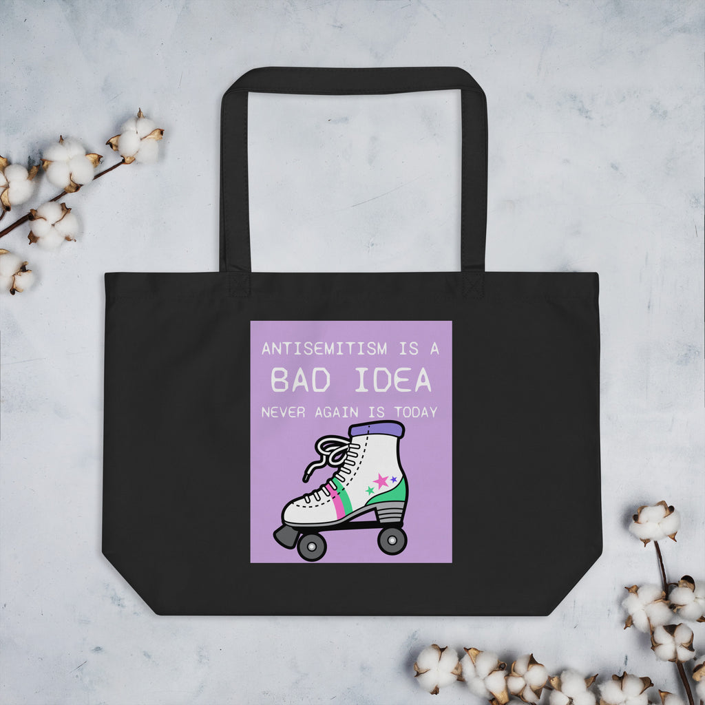 Bad Idea | Antisemitism | Large Organic Tote Bag Jouparty