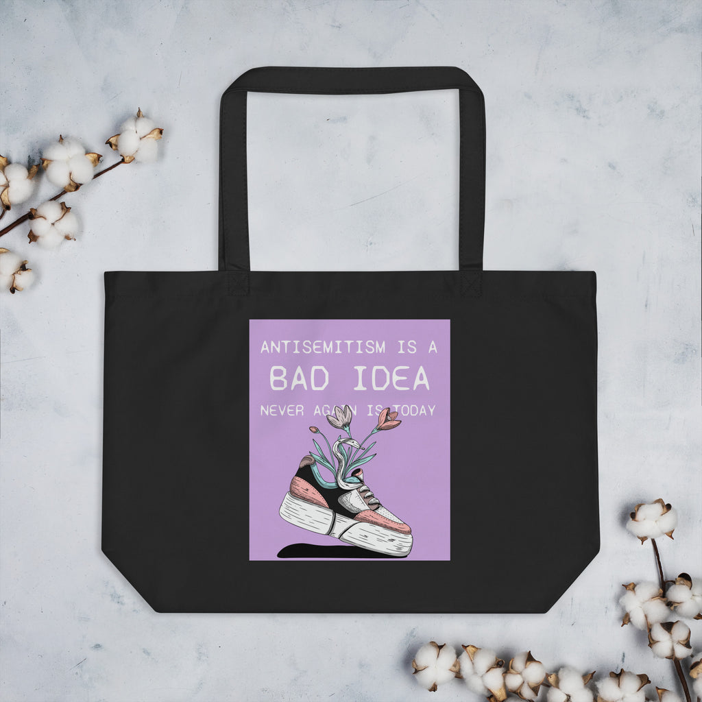 Bad Idea | Antisemitism | Large Organic Tote Bag Jouparty