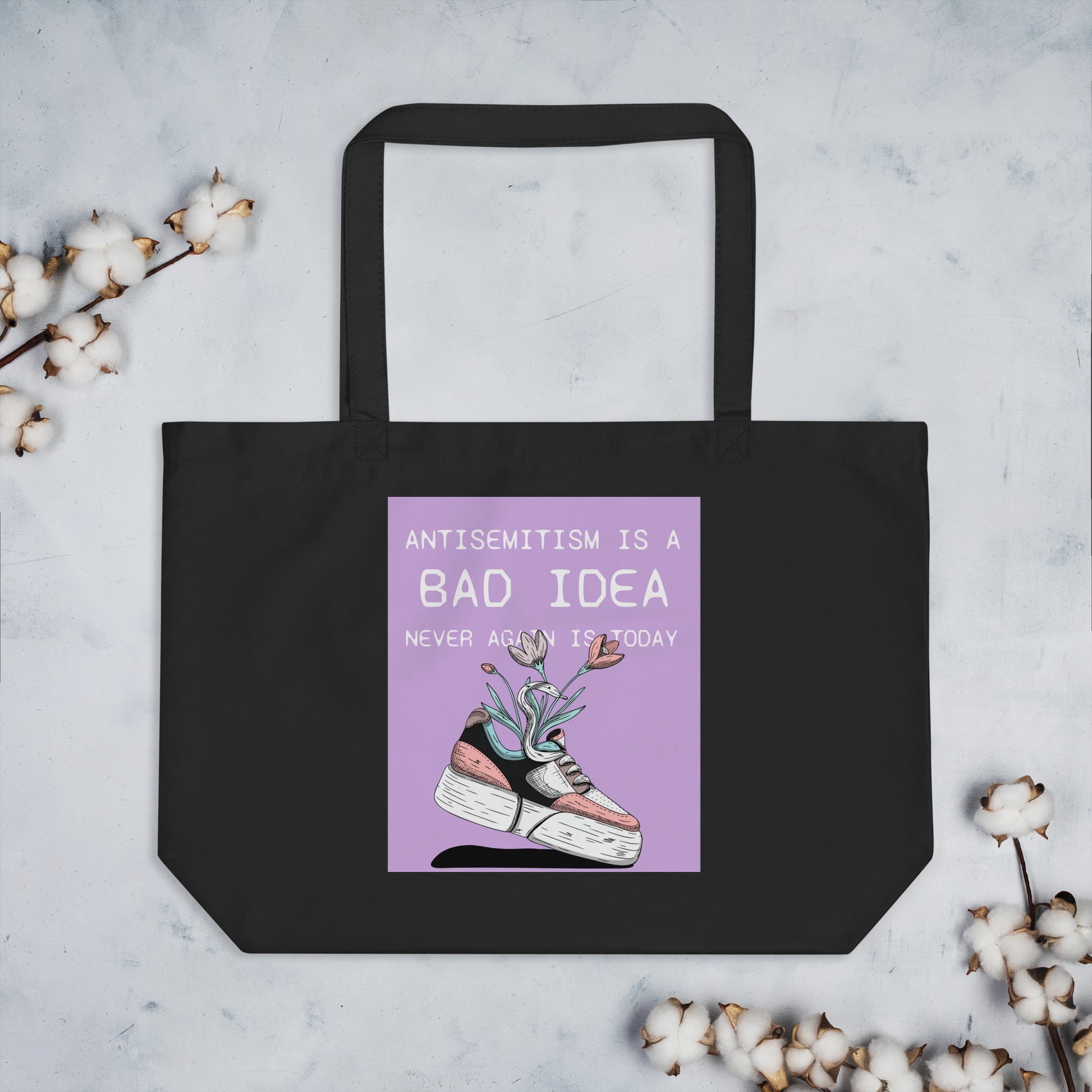 Bad Idea | Antisemitism | Large Organic Tote Bag Jouparty