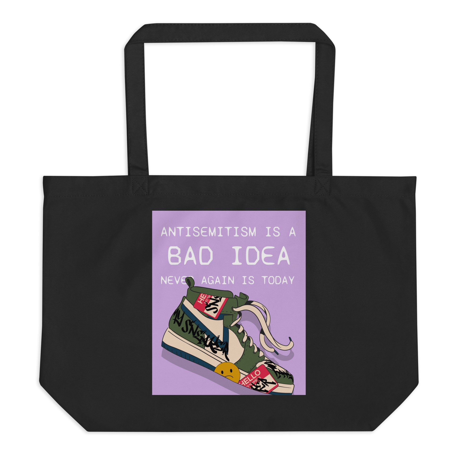 Bad Idea | Antisemitism | Large Organic Tote Bag Jouparty
