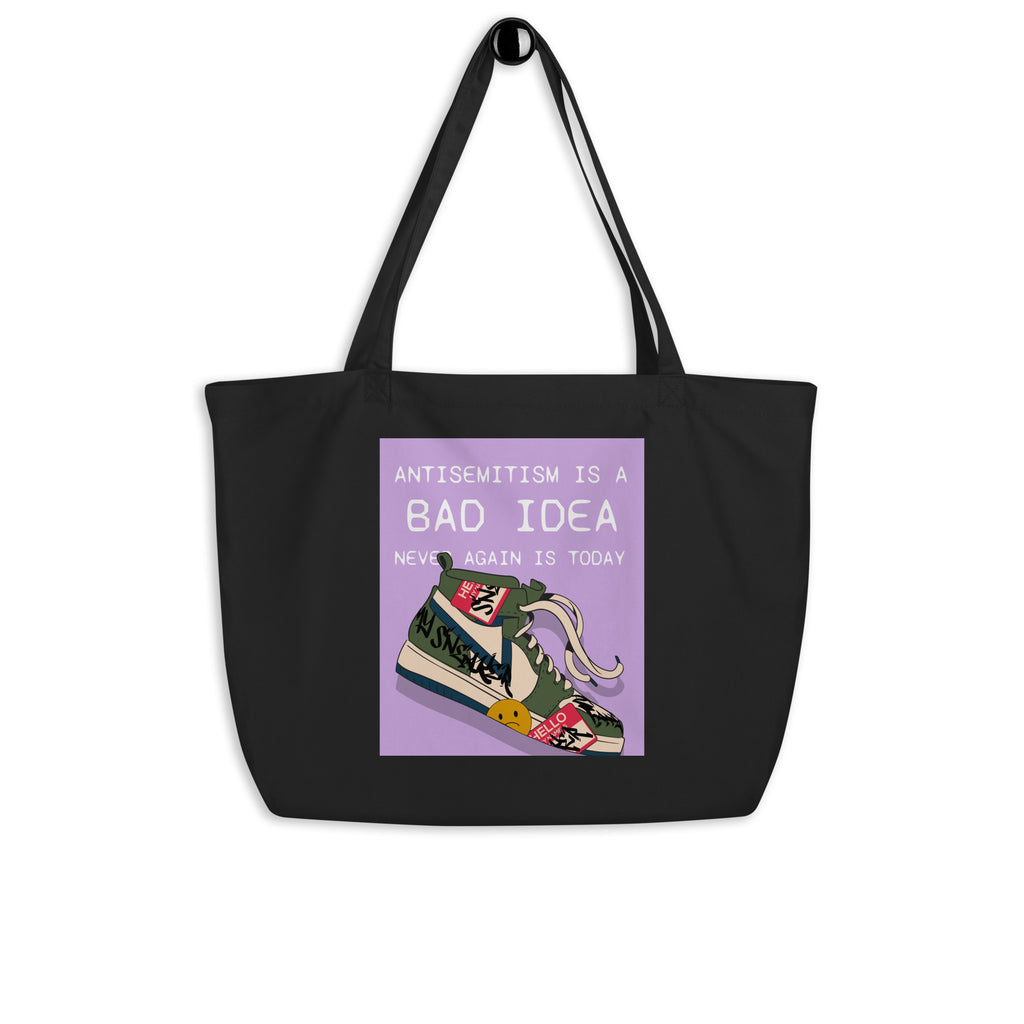 Bad Idea | Antisemitism | Large Organic Tote Bag Jouparty