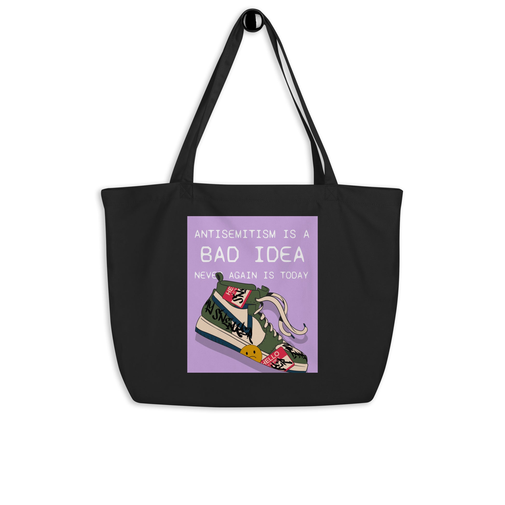 Bad Idea | Antisemitism | Large Organic Tote Bag Jouparty
