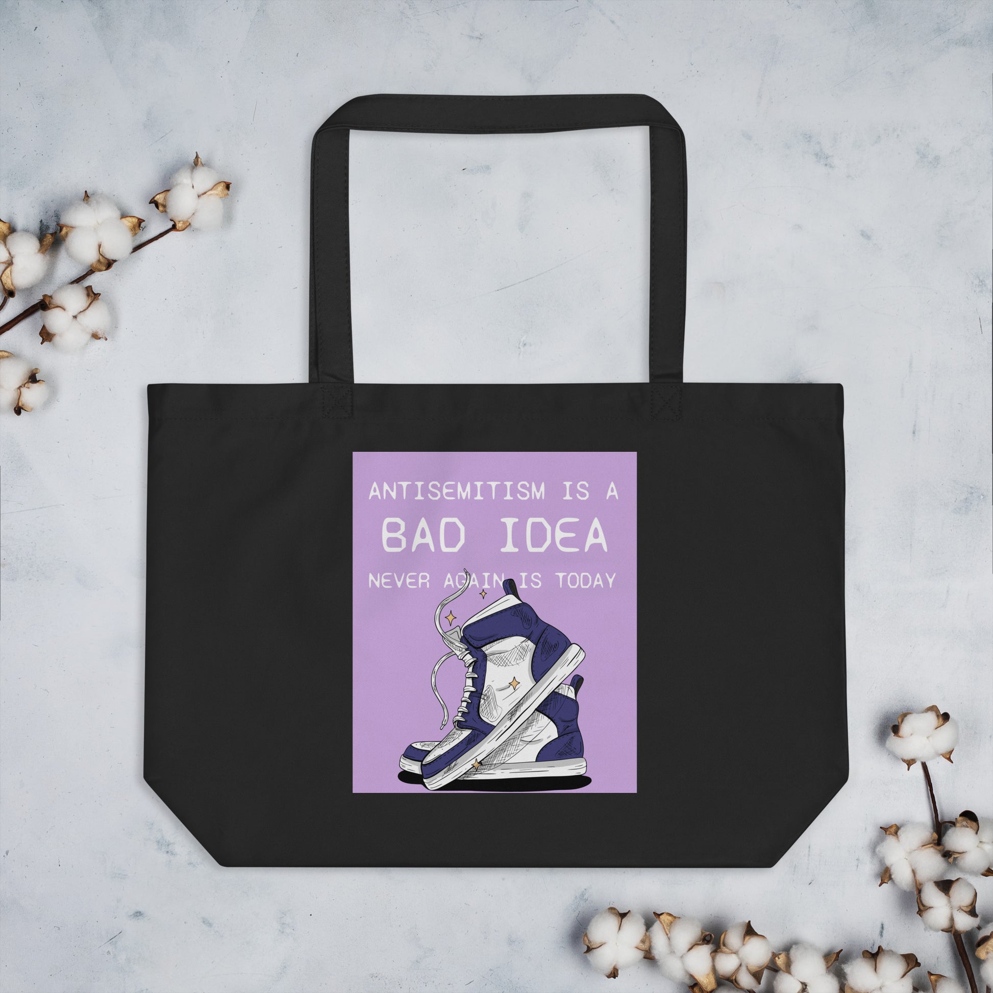 Bad Idea | Antisemitism | Large Organic Tote Bag Jouparty