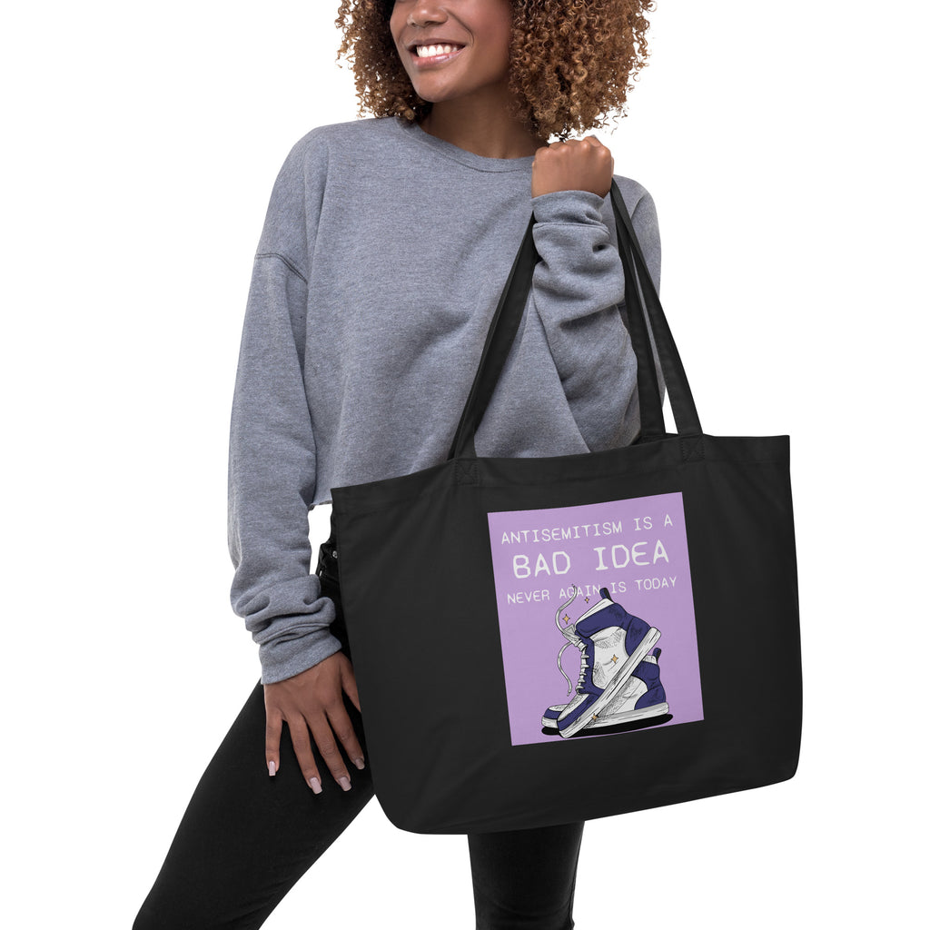 Bad Idea | Antisemitism | Large Organic Tote Bag Jouparty