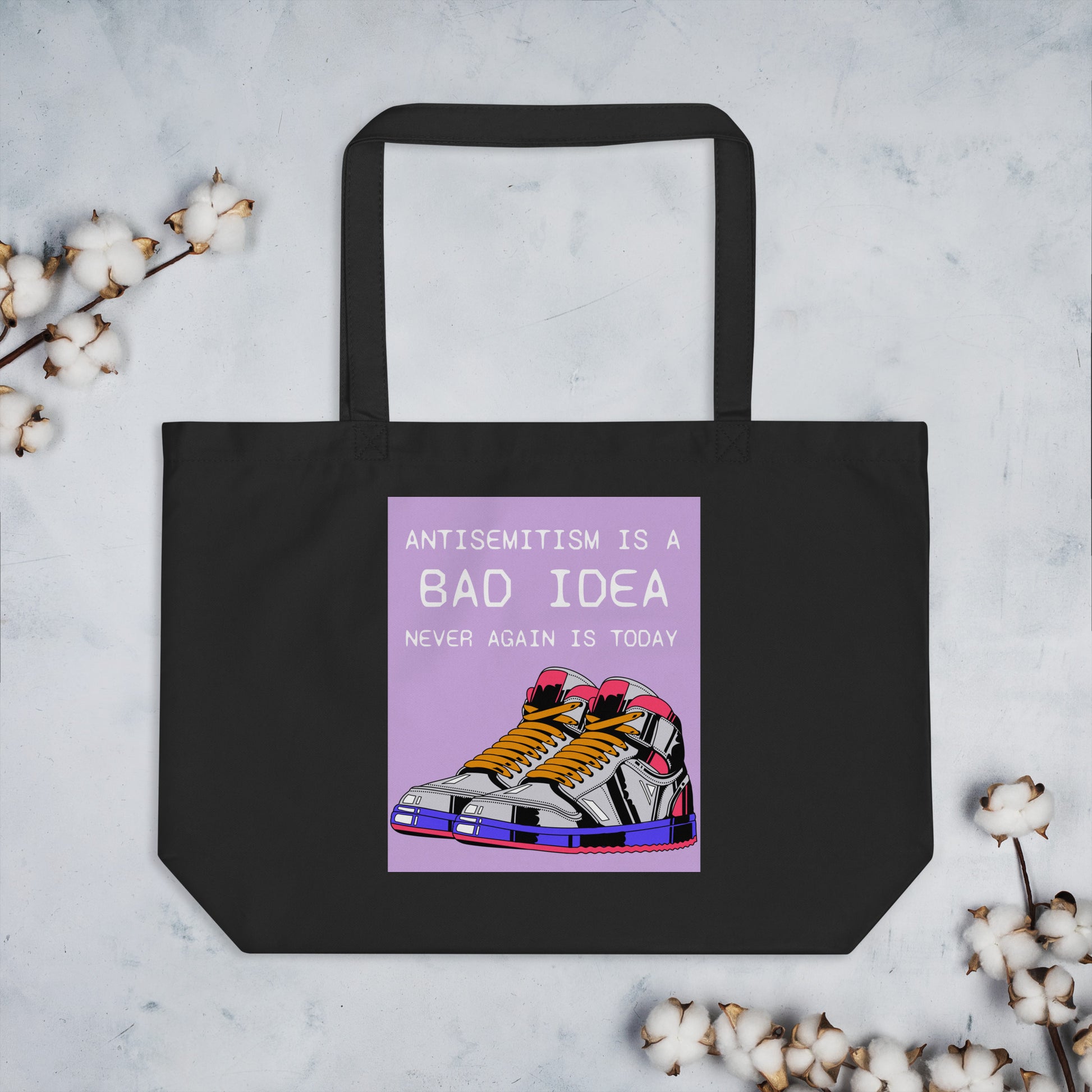 Bad Idea | Antisemitism | Large Organic Tote Bag