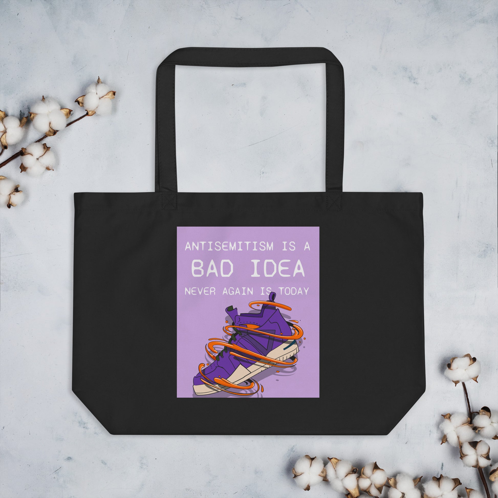 Bad Idea | Antisemitism | Large Organic Tote Bag Jouparty