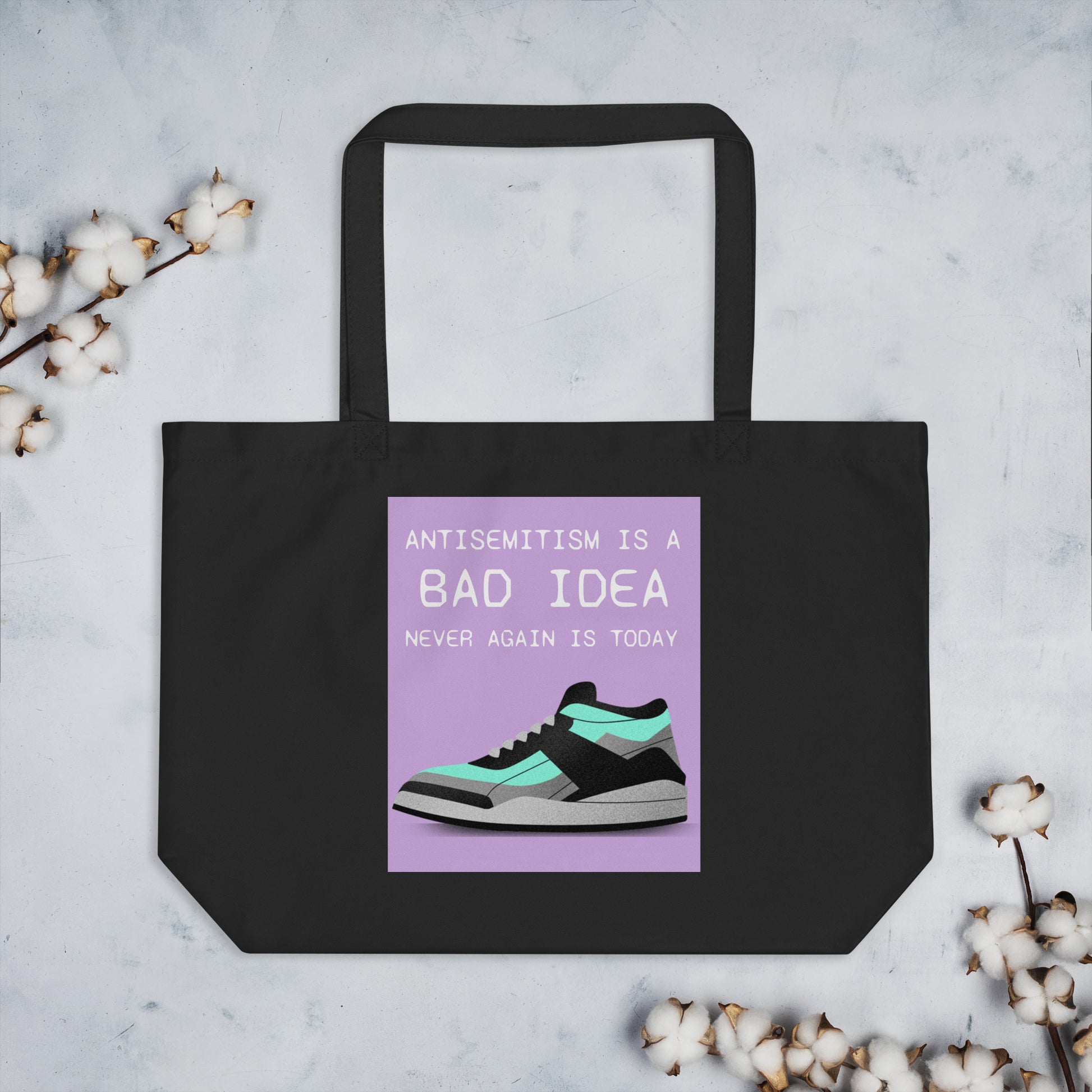 Bad Idea | Antisemitism | Large Organic Tote Bag