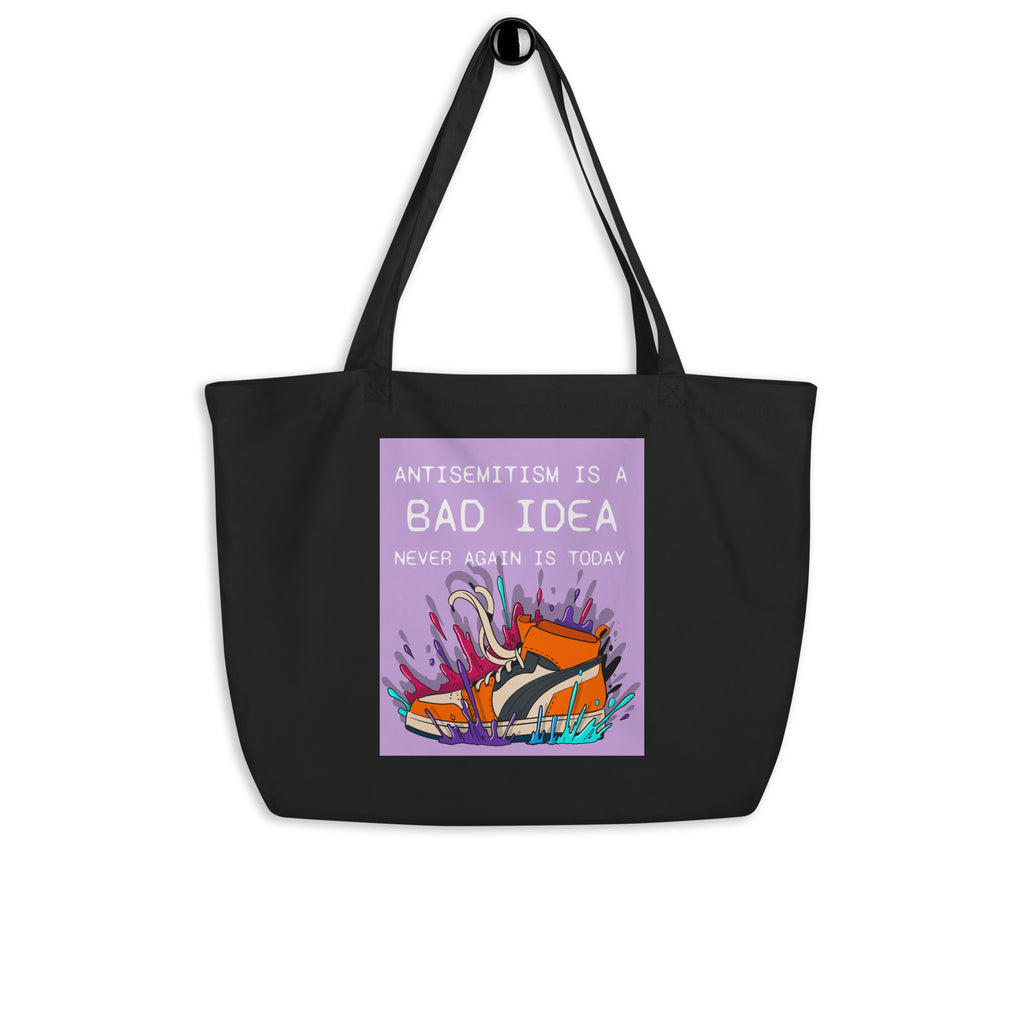 Bad Idea | Antisemitism | Large Organic Tote Bag Jouparty