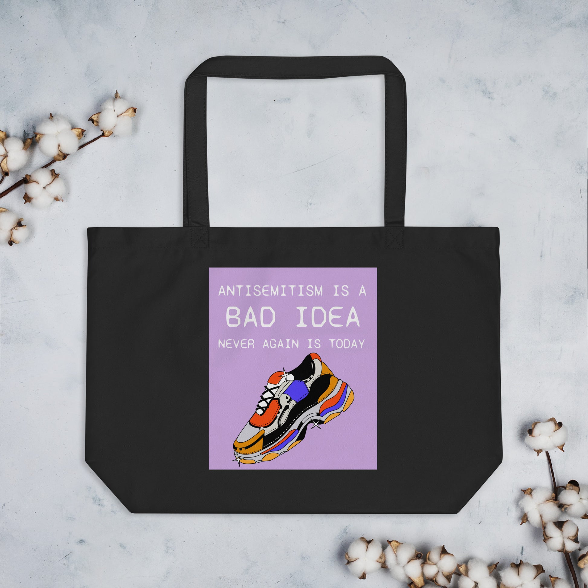 Bad Idea | Antisemitism | Large Organic Tote Bag