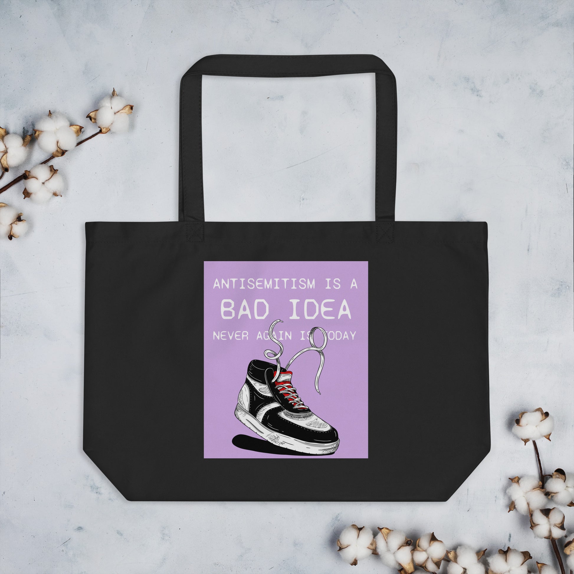 Bad Idea | Antisemitism | Large Organic Tote Bag