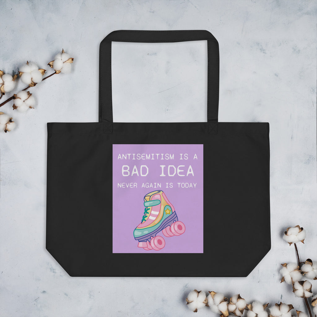 Bad Idea | Antisemitism | Large Organic Tote Bag Jouparty