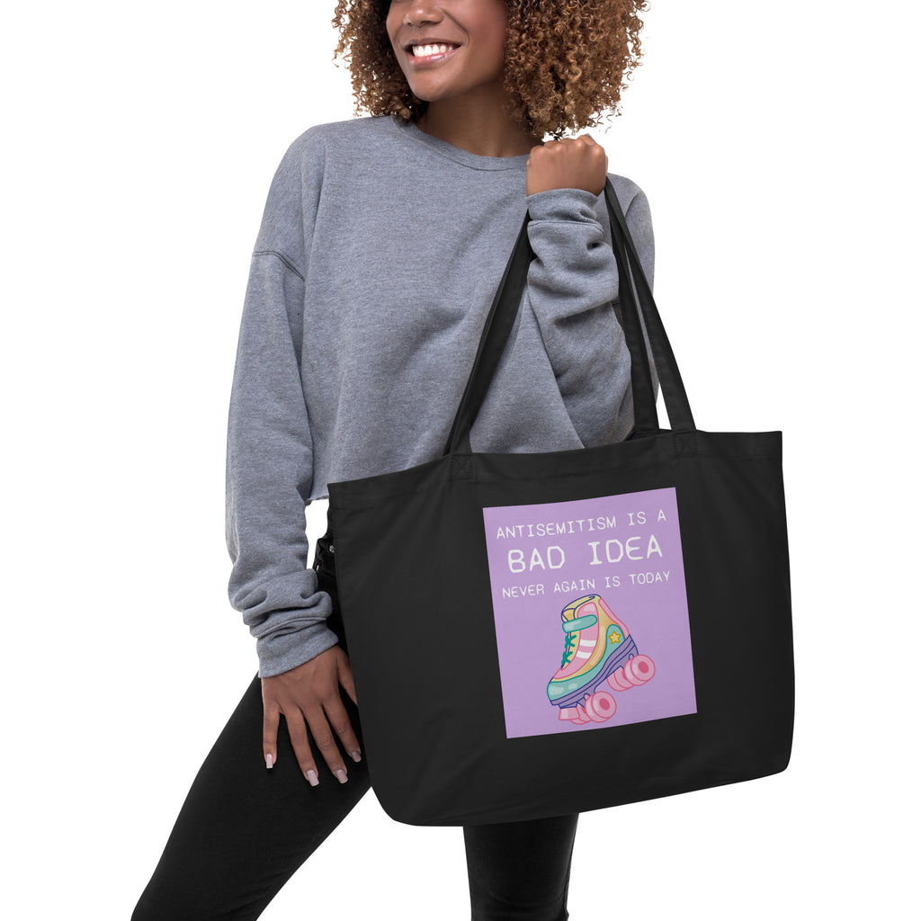 Bad Idea | Antisemitism | Large Organic Tote Bag Jouparty
