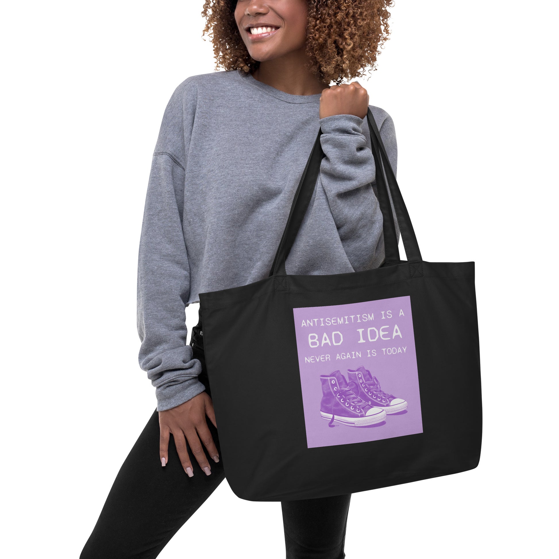 Bad Idea | Antisemitism | Large Organic Tote Bag Jouparty