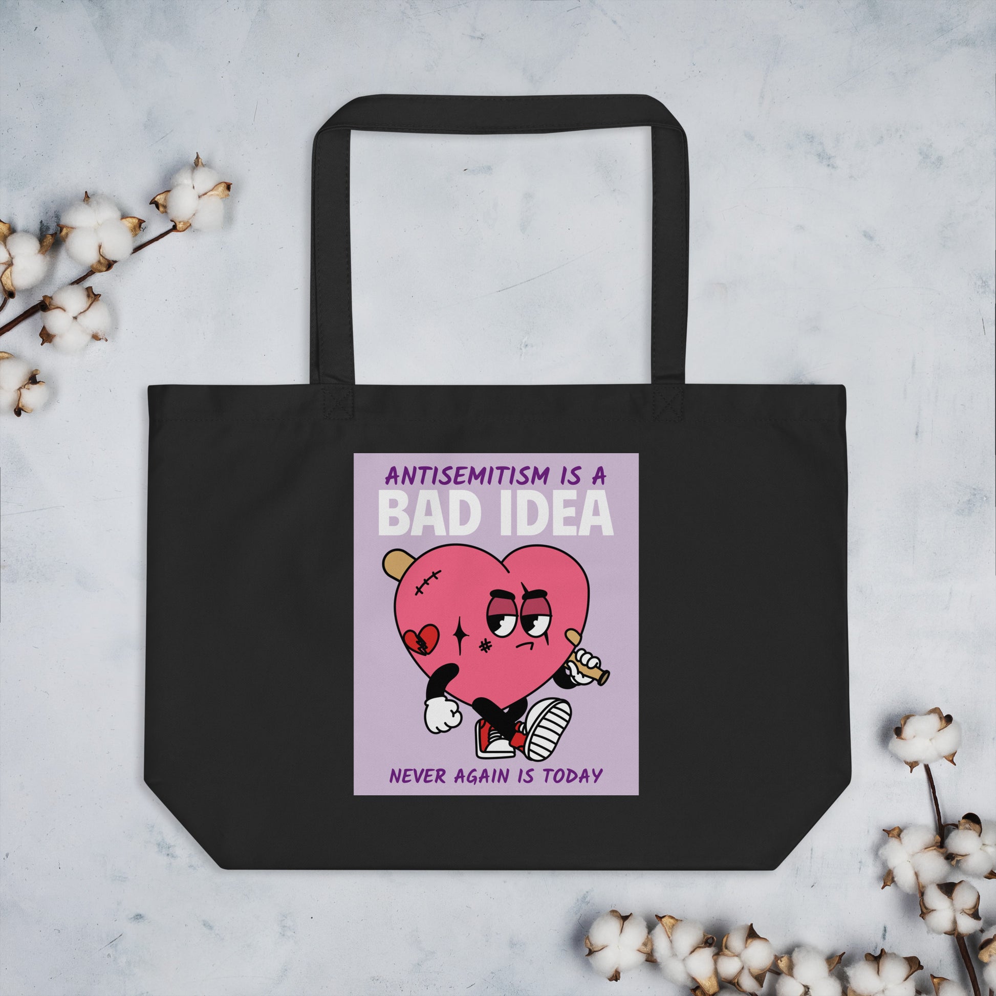 Bad Idea | Antisemitism | Large Organic Tote Bag Jouparty