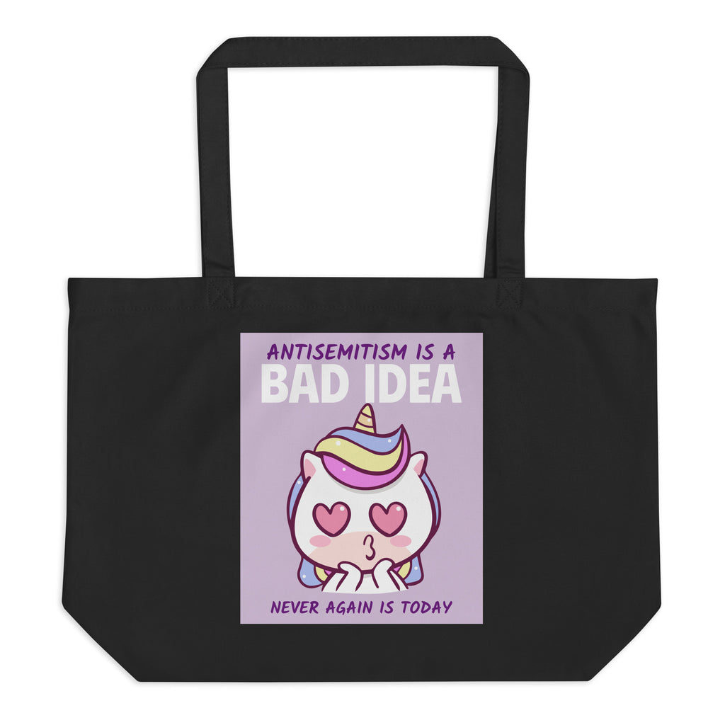 Bad Idea | Antisemitism | Large Organic Tote Bag Jouparty