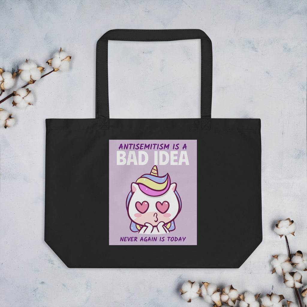 Bad Idea | Antisemitism | Large Organic Tote Bag Jouparty