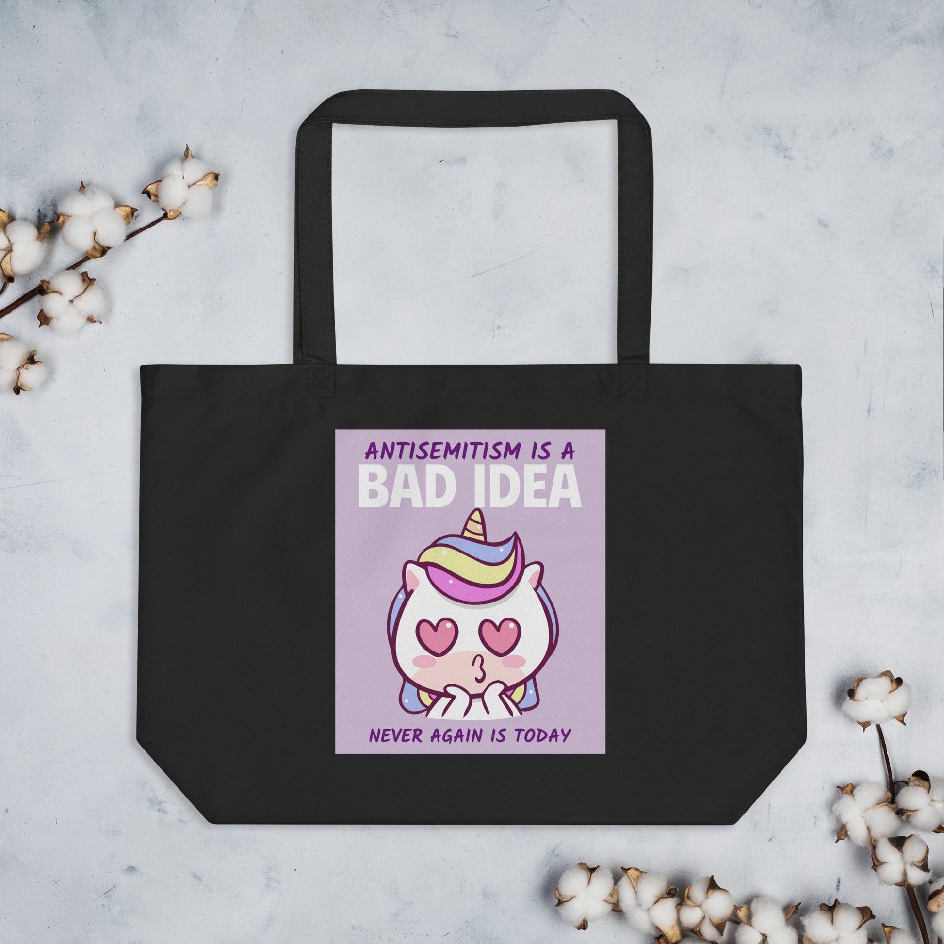 Bad Idea | Antisemitism | Large Organic Tote Bag Jouparty