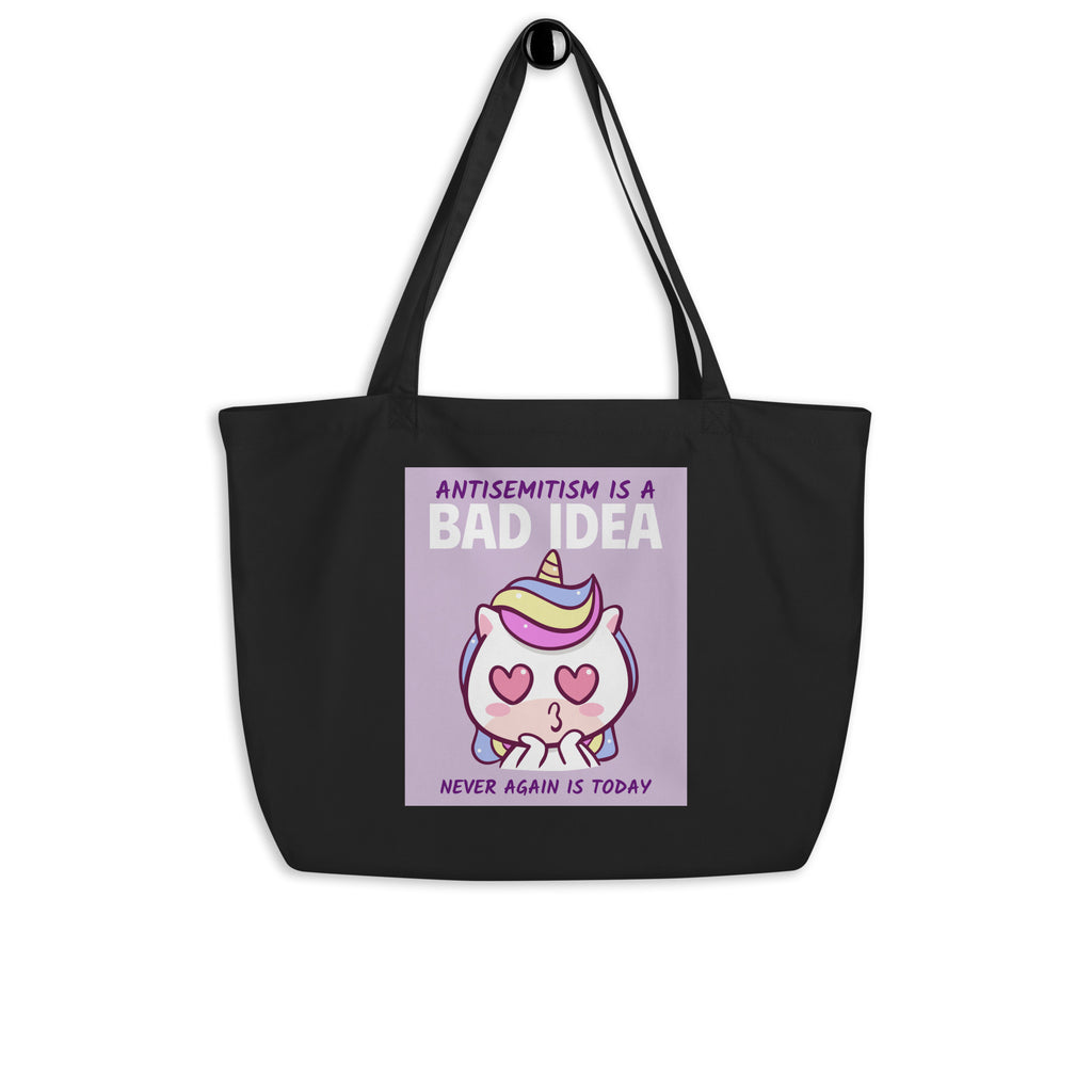 Bad Idea | Antisemitism | Large Organic Tote Bag Jouparty