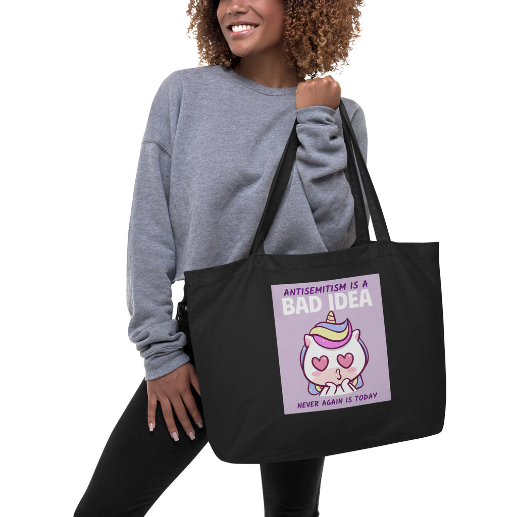 Bad Idea | Antisemitism | Large Organic Tote Bag Jouparty