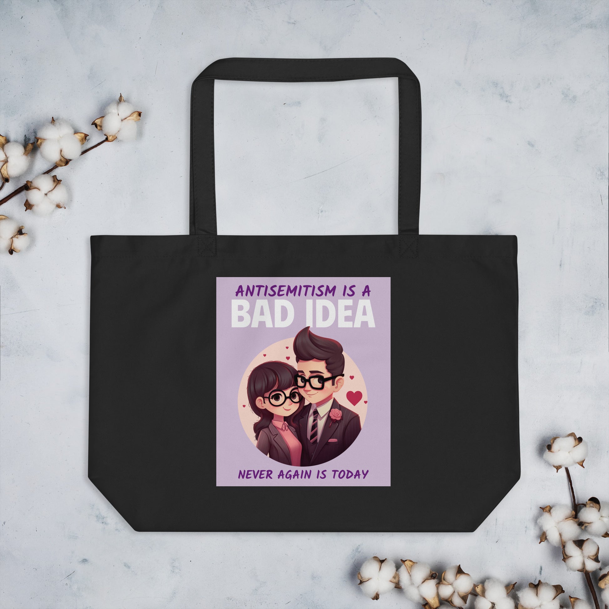Bad Idea | Antisemitism | Large Organic Tote Bag Jouparty